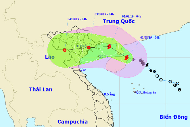   Đường đi của bão số 3. Nguồn: nchmf.gov.vn  