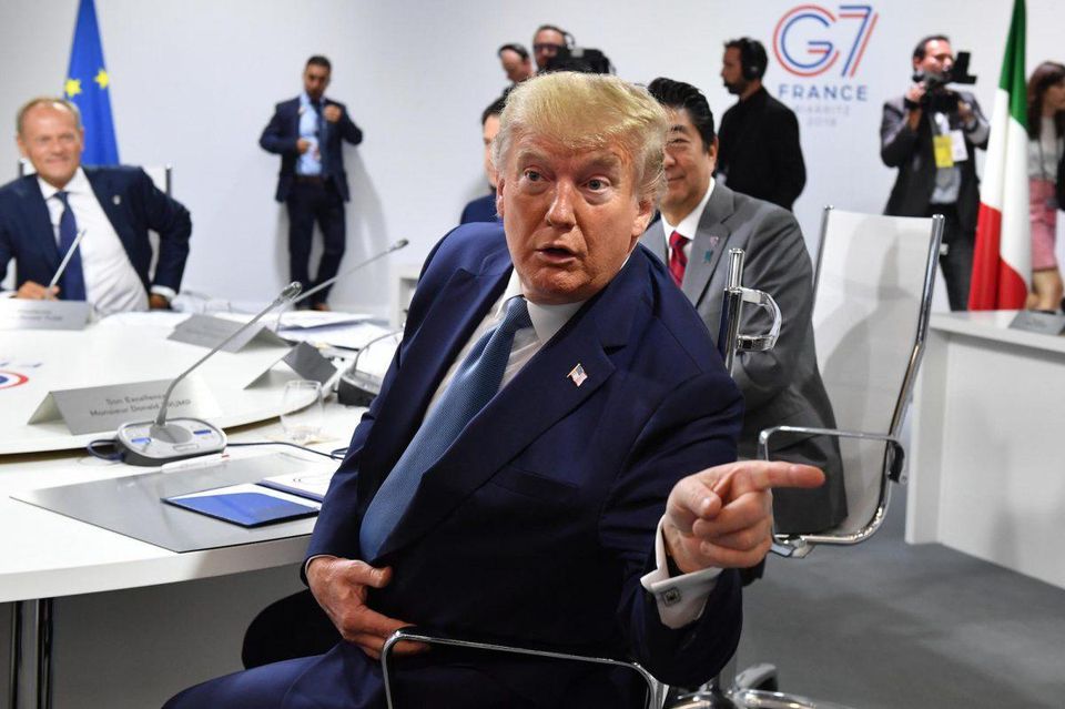 Tổng thống Mỹ Donald Trump tham dự phiên làm việc đầu tiên của Hội nghị thượng đỉnh G7 vào ngày 25/8/2019 tại Biarritz, Pháp. Ảnh: Jeff J Mitchell - Pool.