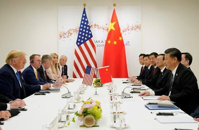 Tổng thống Mỹ Donald Trump tham dự cuộc gặp song phương với Chủ tịch Trung Quốc Tập Cận Bình trong hội nghị thượng đỉnh các nhà lãnh đạo G20 tại Osaka, Nhật Bản, ngày 29/6. Ảnh: Reuters.