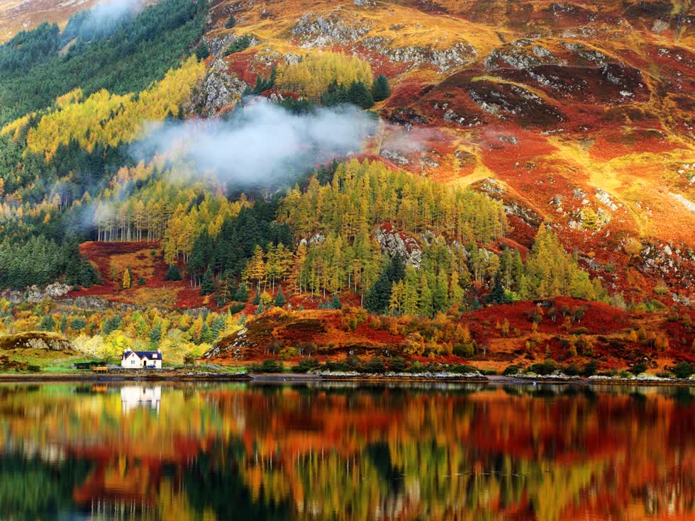   Cao nguyên Scotland là nơi có những cảnh quan tuyệt mỹ nhất đất nước Scotland, và vẻ đẹp của nó càng choáng ngợp hơn trong tiết trời thu. Mùa thu cũng là khoảng thời gian tuyệt vời nhất để bạn khám phá thế giới hoang dã của những loài động vật như hươu nai đỏ, hải cẩu xám, ngỗng chuông và thiên nga. Những ngọn đồi trên cao nguyên Scotland. Ảnh: MikadunShutterstock.  
