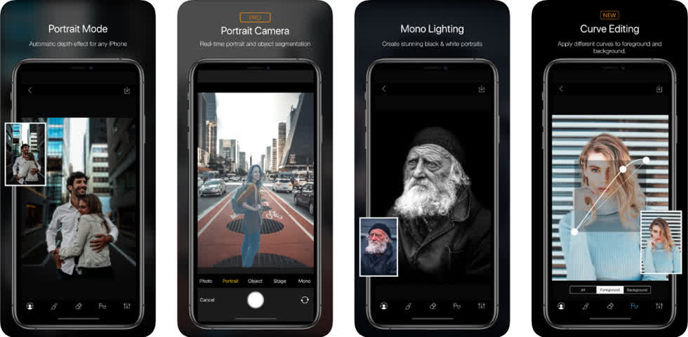 Phocus: Portrait mode editor hỗ trợ chụp ảnh với chế độ portrait mode mới của iOS, tăng độ sâu trường ảnh và thay đổi được độ sáng/tối hoặc màu sắc bức ảnh.