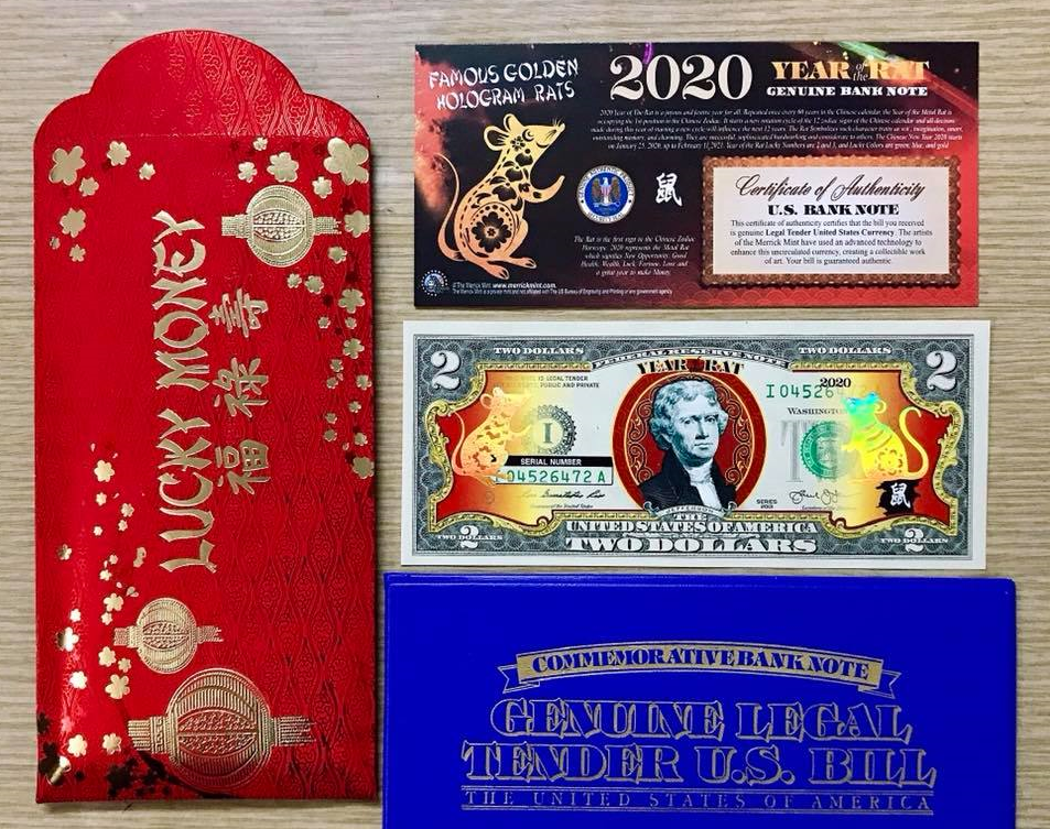 Tờ 2 đồng USD in họa tiết 2 chú chuột vàng được xách tay từ Mỹ về Việt Nam được rao bán với giá từ 240.000 – 350.000 đồng/tờ