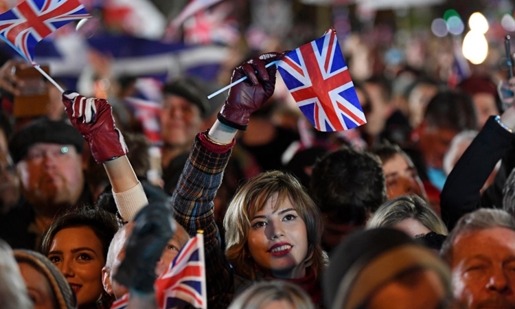 Người ủng hộ Brexit tập trung ở Quảng trường Quốc hội ở London ngày 31/1. Ảnh: AFP.