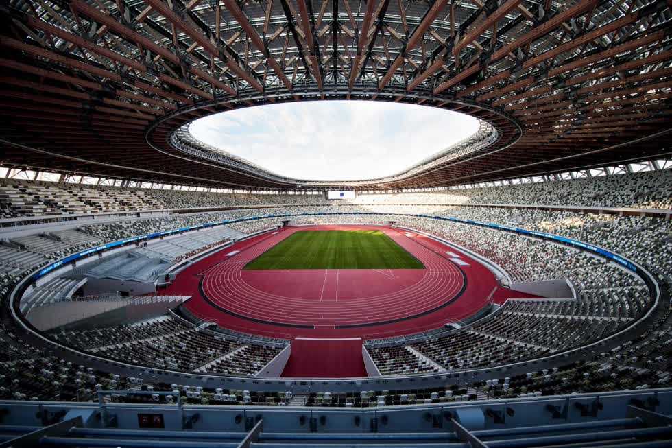  Sân vận động quốc gia ở Tokyo, Nhật Bản, địa điểm tổ chức Thế vận hội Olympic Tokyo 2020 sắp tới. Ảnh: AFP  