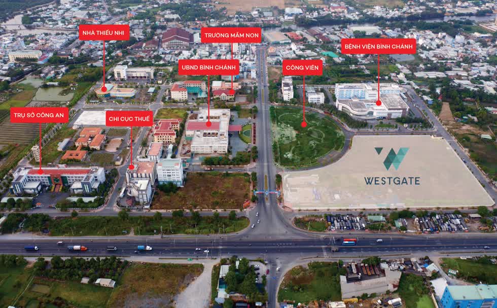 Dự án Westgate nằm bên trong khu trung tâm hành chính huyện Bình Chánh.