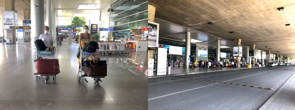 Hình ảnh vắng vẻ tại khu vực ga quốc tế ở sân bay Tân Sơn Nhất hôm nay.