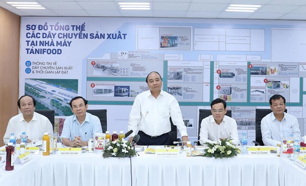 Thủ tướng Nguyễn Xuân Phúc phát biểu tại chuyến thăm nhà máy Tanifood ngày 20/8/2018.