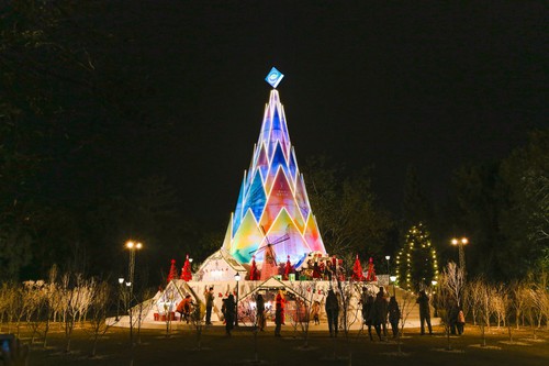  Cây măng Noel cao 20m tại Ecopark. Ảnh: Công Thương.