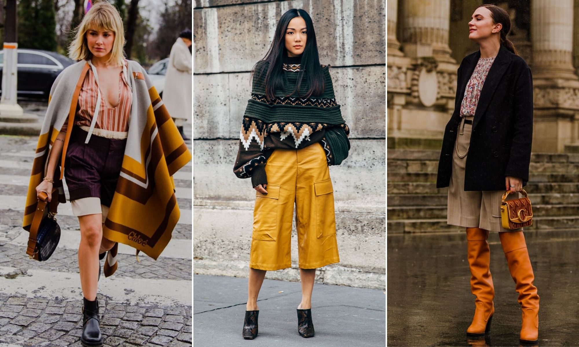   Những bản phối ấn tượng với quần bermuda xuất hiện trên đường phố New York, London, Milan và Paris trong Tuần lễ thời trang Thu – Đông 2020. (Ảnh: Tyler Joe, Style Du Monde)   