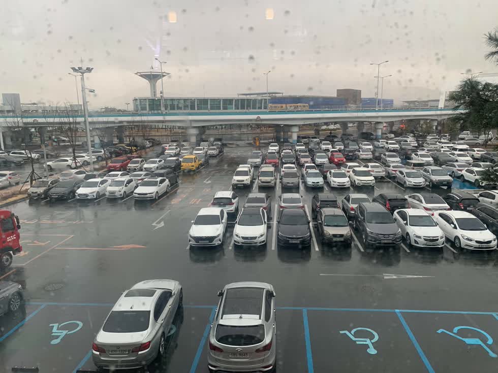 Tại Hàn Quốc thời tiết đang mưa - Ảnh: Thu Ngân.
