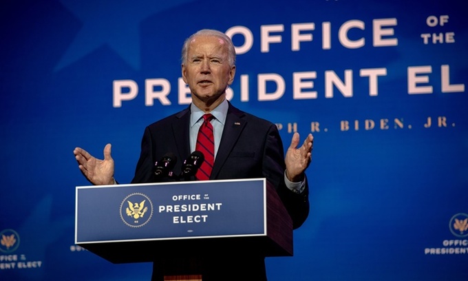 Tổng thống đắc cử Mỹ Joe Biden phát biểu tại Wilmington, Delaware, ngày 8/12. Ảnh: NYTimes.