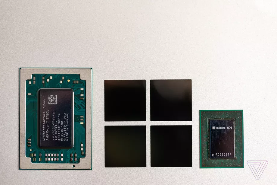   Các chip tùy chỉnh của Microsoft dành cho các thiết bị Surface. Ảnh:The Verge  