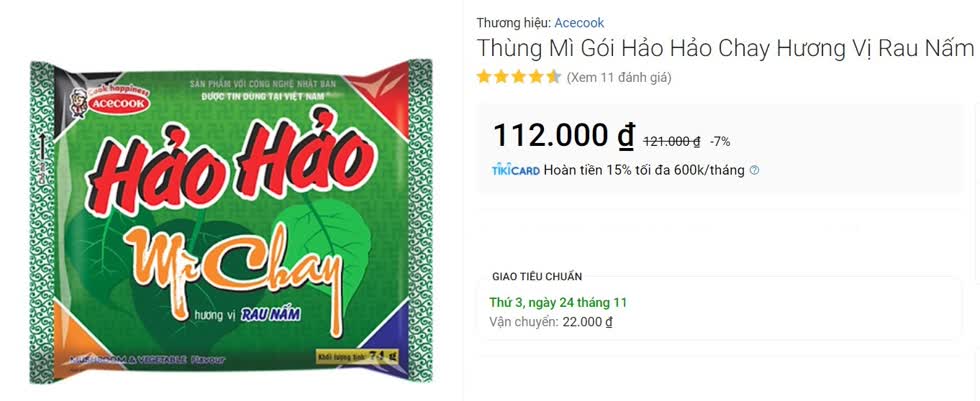 Một thùng mì Hảo Hảo 30 gói trên Amazon được bán với giá hơn 700.000 đồng. Ảnh: Chụp màn hình.