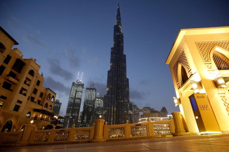 Một góc nhìn cho thấy Burj Khalifa ở Dubai vắng lặng vào ngày 23/3/2020.
