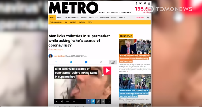 Tờ Metro, đăng tin tức về hiện tượng trên.