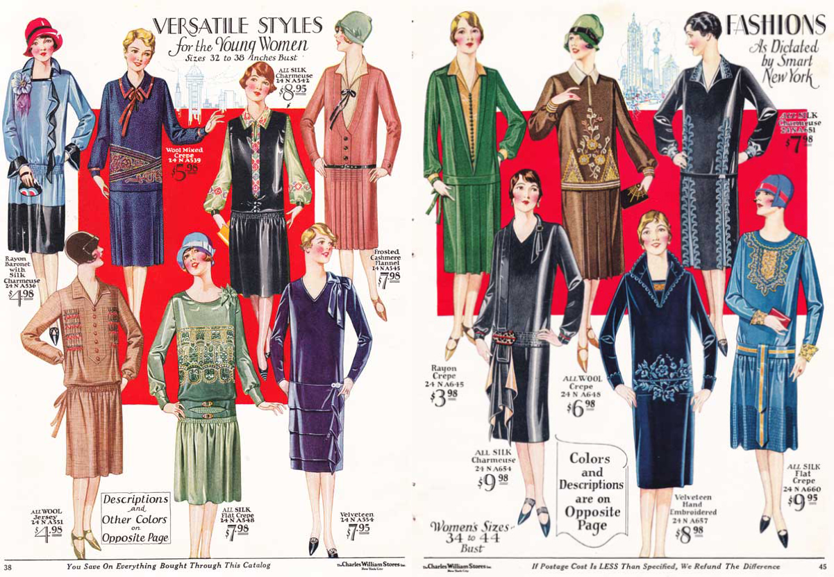 Hình ảnh một số thiết kế váy đầm phổ biến năm 1927 trên một catalog. (Ảnh: Retrowaste) 
