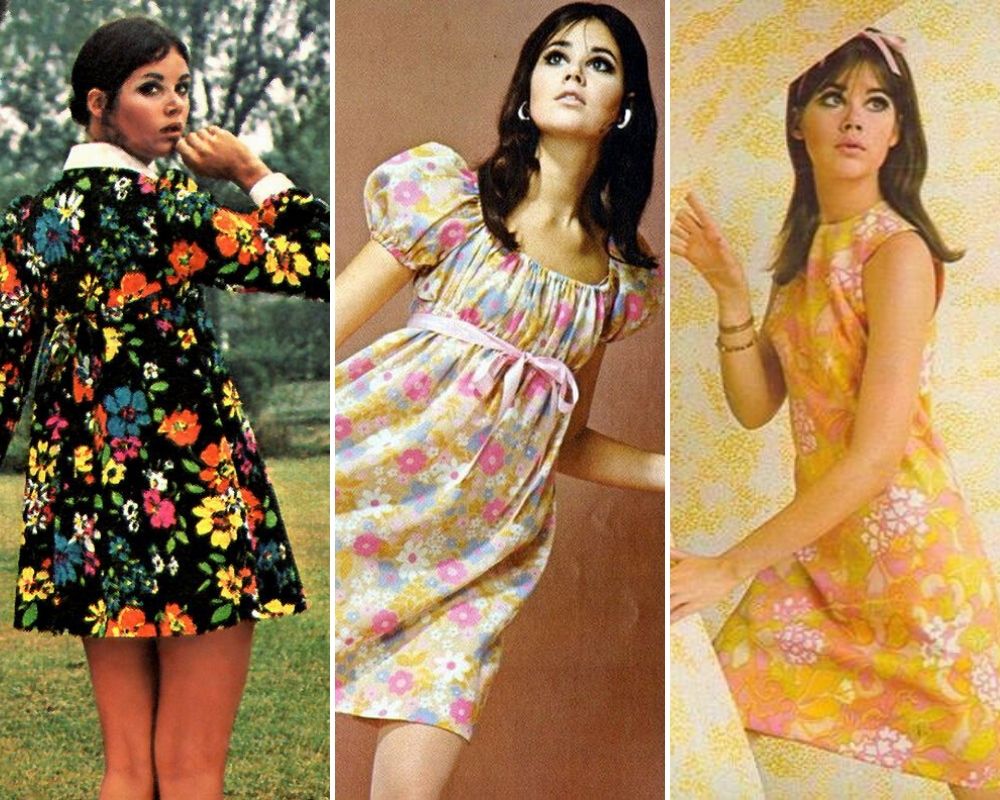 Người mẫu Colleen Corby – biểu tượng thời trang những năm 1960 trong những thiết kế váy hoa vintage rực rỡ. (Ảnh: voicesofeastanglia) 