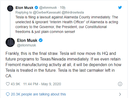 Vì sao tỷ phú Elon Musk dọa chuyển trụ sở và nhà máy của Tesla ra khỏi California?