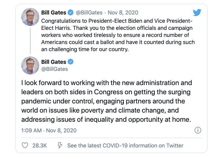 Jeff Bezos, Bill Gates và các tỷ phú Thung lũng Silicon chúc mừng 2 ứng viên đảng Dân chủ đắc cử