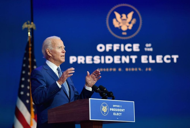 Cựu Phó tổng thống Joe Biden, ứng viên đảng Dân chủ, được truyền thông Mỹ tuyên bố thắng cử hôm 7/11. Ảnh: AFP.