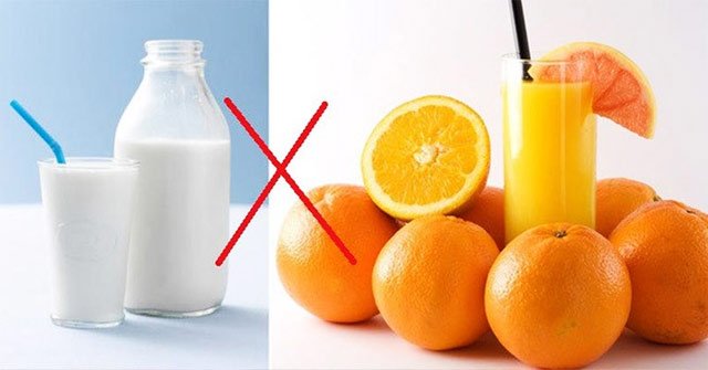 Không nên uống nước trái cây kết hợp sữa. 