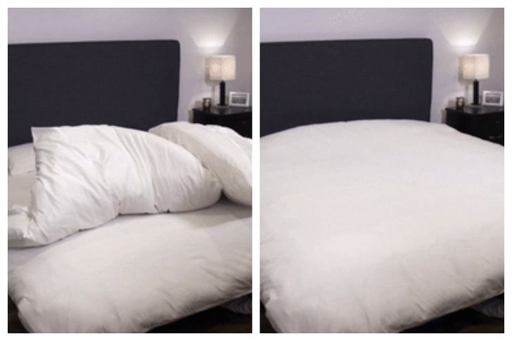 Chiếc giường tự thiết kế này bơm không khí vào chăn để tấm trải giường của tự động gập lại đúng vị trí.