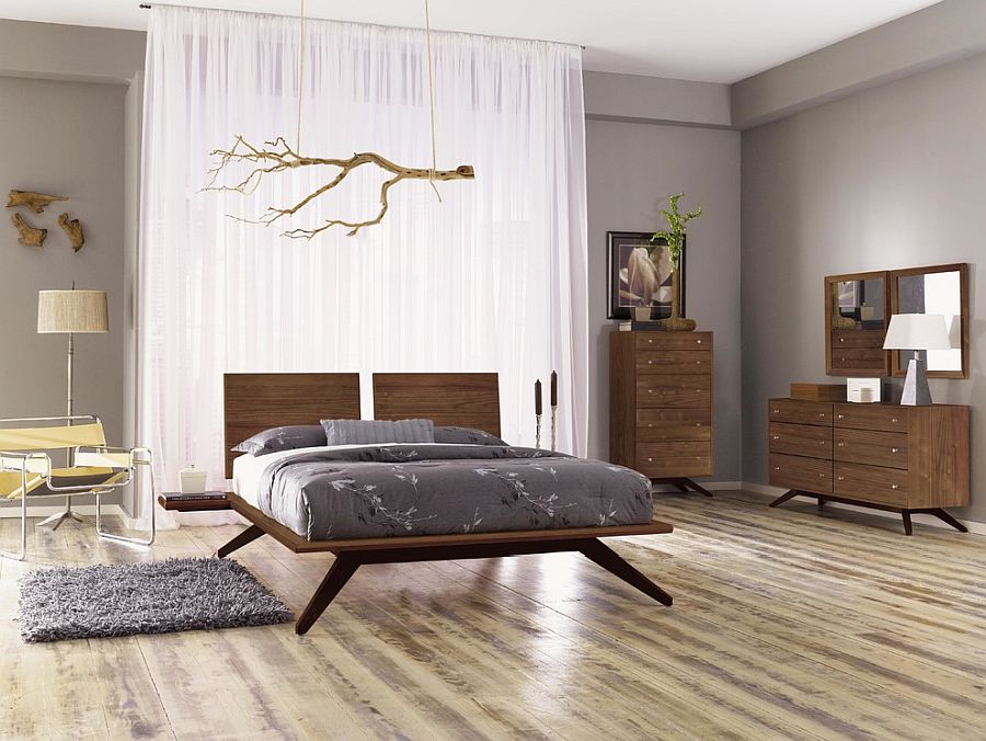   Giường đặt ở trung tâm tạo ra một tác động lớn theo phong cách Nhật tối giản.  