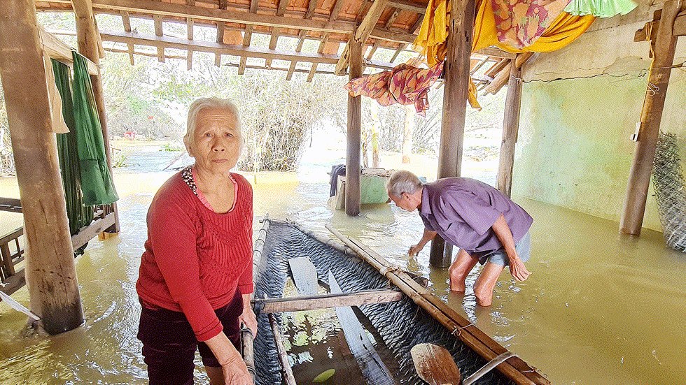 Nhiều tài sản của gia đình bà Nguyễn Thị Liễu (xã Tân Ninh, huyện Quảng Ninh, tỉnh Quảng Bình) bị cuốn trôi. Ảnh: SGGP