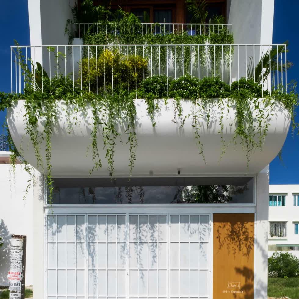 Ban công của mỗi tầng lầu đều là một mảnh vườn nho nhỏ góp phần tạo nên độ phủ xanh cho ngôi nhà.