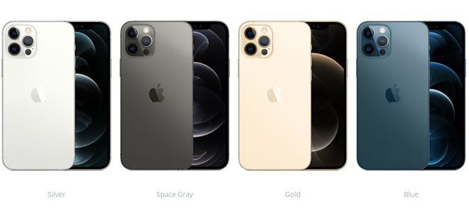   Bốn phiên bản màu của iPhone 12 Pro/ iPhone 12 Pro Max.  