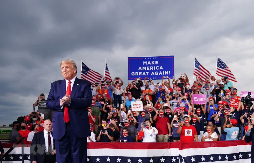 Tổng thống Mỹ Donald Trump tại cuộc vận động tranh cử ở Winston-Salem, bang Bắc Carolina ngày 8/9/2020. Ảnh: AFP/TTXVN