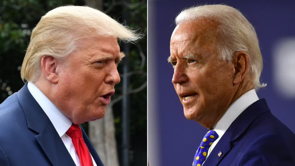   Tổng thống Mỹ Donald Trump (trái) và ứng viên tranh cử Tổng thống Mỹ năm 2020 Joe Biden (phải). Ảnh:  Channel 3000  