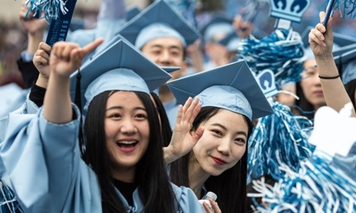 Sinh viên Trung Quốc dự lễ tốt nghiệp ở Đại học Columbia năm 2015. Ảnh: Xinhua.