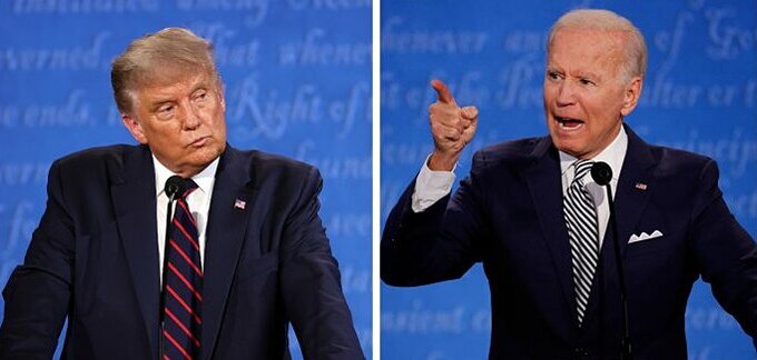 Tổng thống Mỹ Donald Trump và ông Joe Biden trong cuộc tranh luận. Ảnh: Reuters. AFP