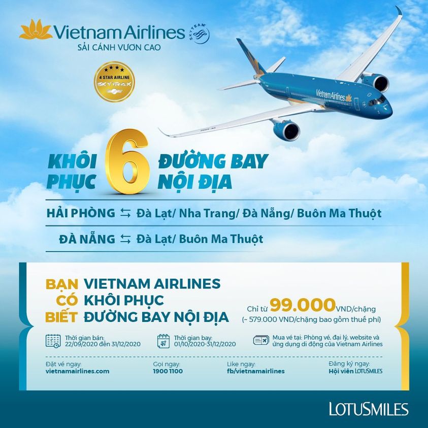 Lịch khai thác 6 đường bay dự kiến của hãng Vietnam Airlines từ  1/10 đến 31/12. Ảnh: Vietnam Airlines