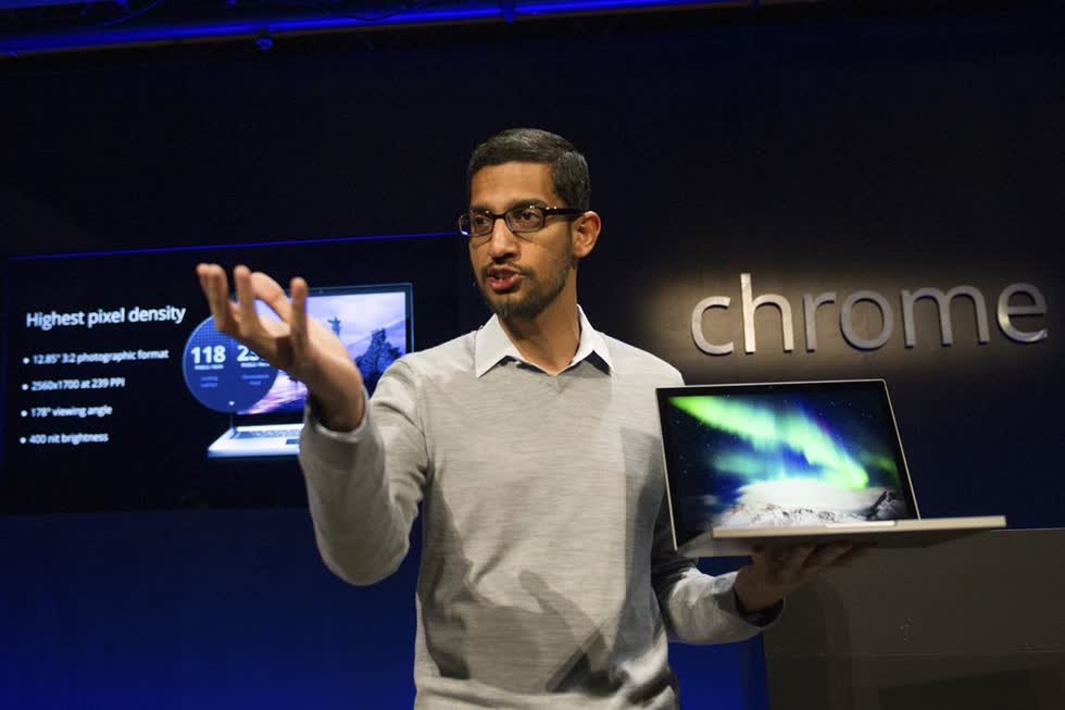 Ông Pichai lúc còn là Phó chủ tịch cấp cao của Google phụ trách Chrome, vào năm 2013. Ảnh: Bloomberg