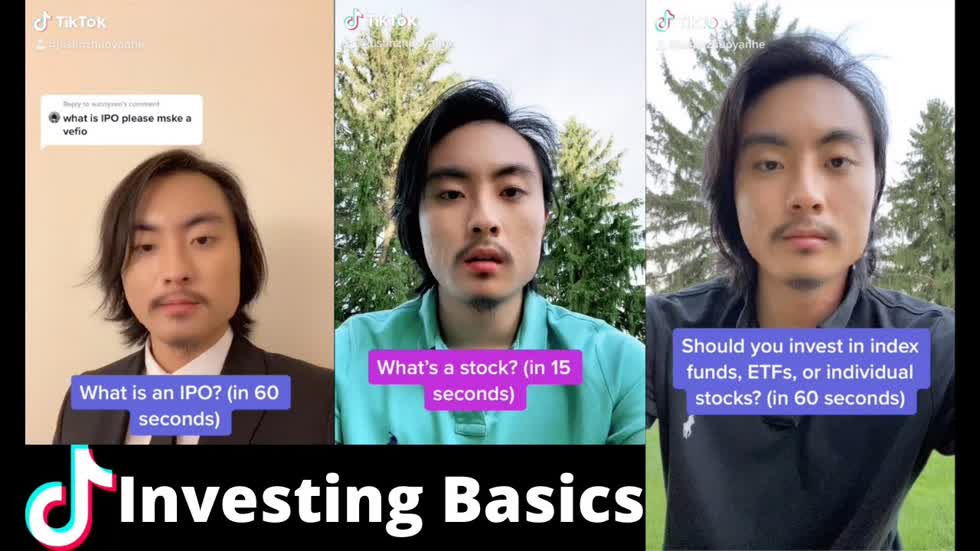 Các video chia sẻ về đầu tư và chứng khoán trên TikTok đang nhận về nhiều lượt xem. Ảnh: YouTube/Justin Zhuo Yan Hé