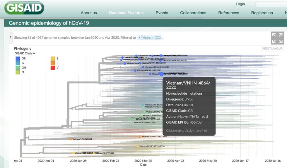  Các phân tích gene virus Sars-Cov-2 từ Việt Nam tại GISAID