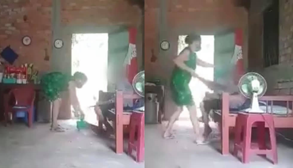 Người phụ nữ đánh đập mẹ già ở Long An.