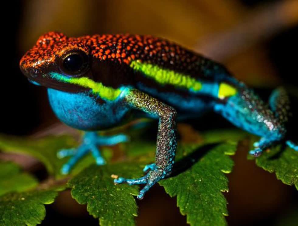 Da ếch phi tiêu có rất nhiều màu như: vàng, xanh dương, xanh lá… Trong lớp da chứa chất batrachotoxin, chất độc gây tê liệt hệ thần kinh, các cơ, dẫn tới tử vong nhanh chóng. Ảnh minh họa