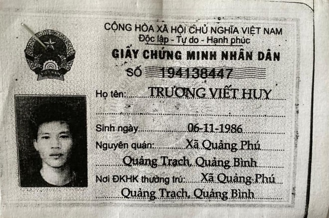  CMND tài xế Trương Viết Huy. Ảnh: Sở Y tế tỉnh Tây Ninh cung cấp