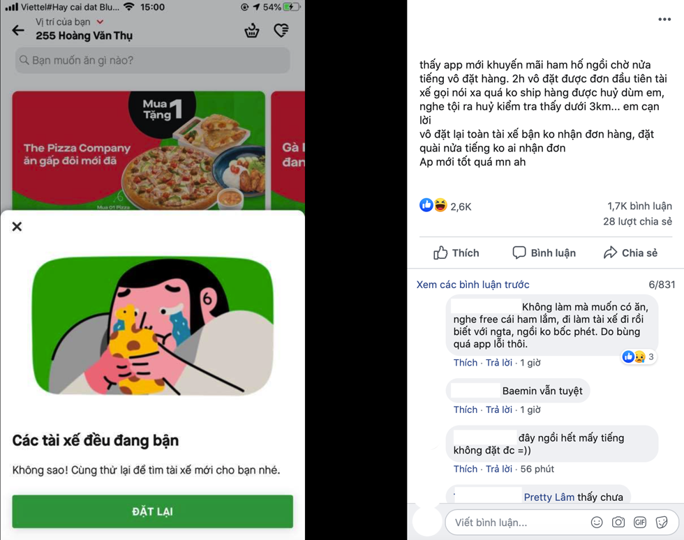 Người dùng Gojek cũng không thể sử dụng khuyến mãi đặt đồ ăn. Ảnh chụp màn hình