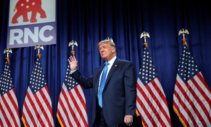 Tổng thống Donald Trump tại Đại hội đảng Cộng hòa ở Charlotte, Bắc Carolina hôm 24/8. Ảnh: Reuters.