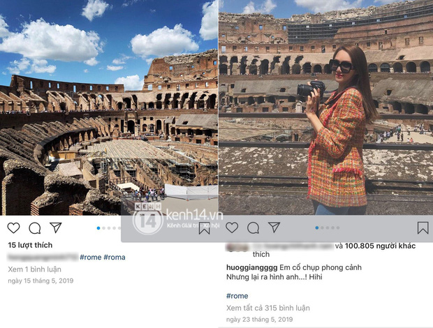 Cả 2 có nhiều góc chụp giống nhau khi đi du lịch, thời gian đăng hình cũng không xê xích là mấy. Ảnh: Instagram, Facebook nhân vật 