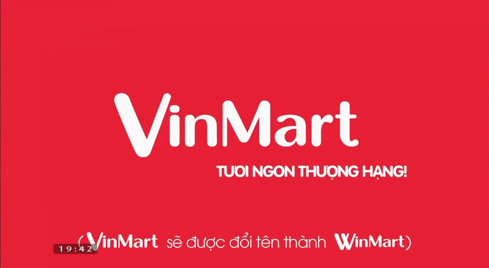 TVC thông báo VinMart sẽ được đổi tên thành WinMart. Ảnh chụp màn hình