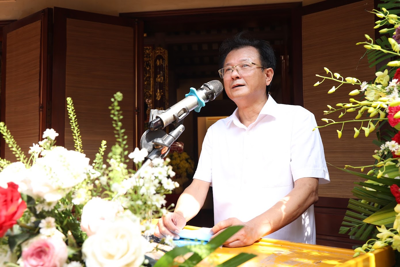 Ông Nguyễn Chí Viễn – Bí thư Đảng ủy, Chủ tịch HĐND xã Ứng Thiên chia sẻ tại lễ kỷ niệm
