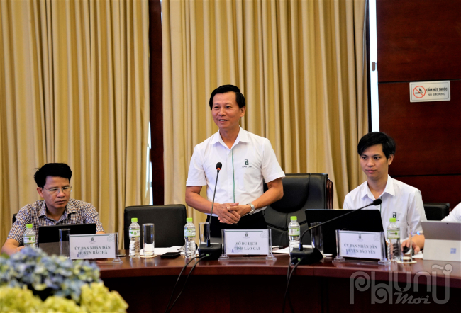 Ông Hà Văn Thắng, Giám đốc Sở Du lịch tỉnh Lào Cai phát biểu tại Hội thảo diễn ra tại TP Lào Cai sáng 29/5
