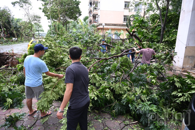 chủ động tham gia dọn dẹp đường phố, nhà cửa cùng các lực lượng.