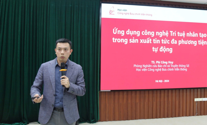 Ông Phí Công Huy (Học viện Công nghệ Bưu chính Viễn thông) chia sẻ tại hội thảo