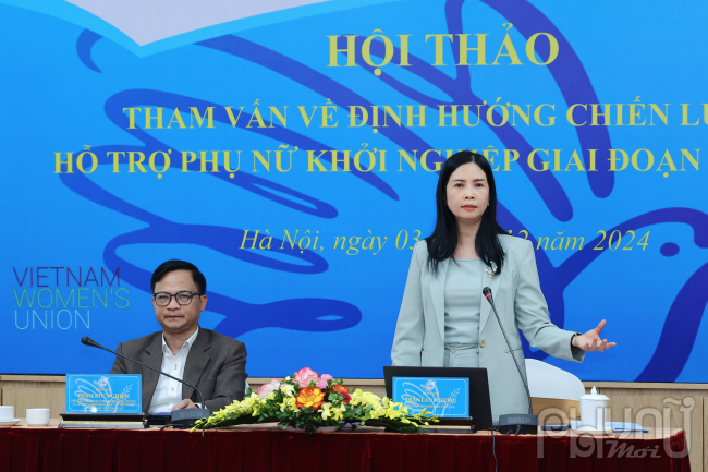 Bà Trần Lan Phương, Phó Chủ tịch Hội LHPN Việt Nam phát biểu chỉ đạo